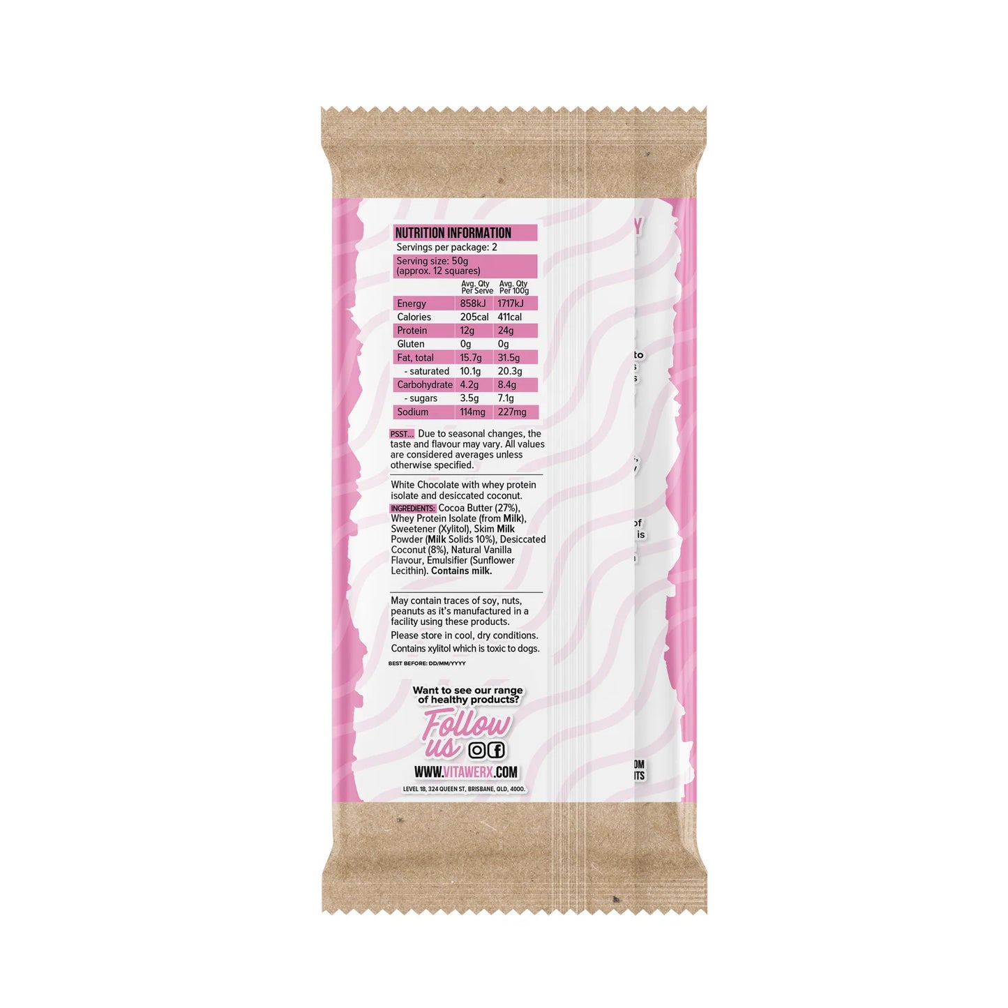 VitaWerk Protein White Chocolate Bar - Coconut Rough